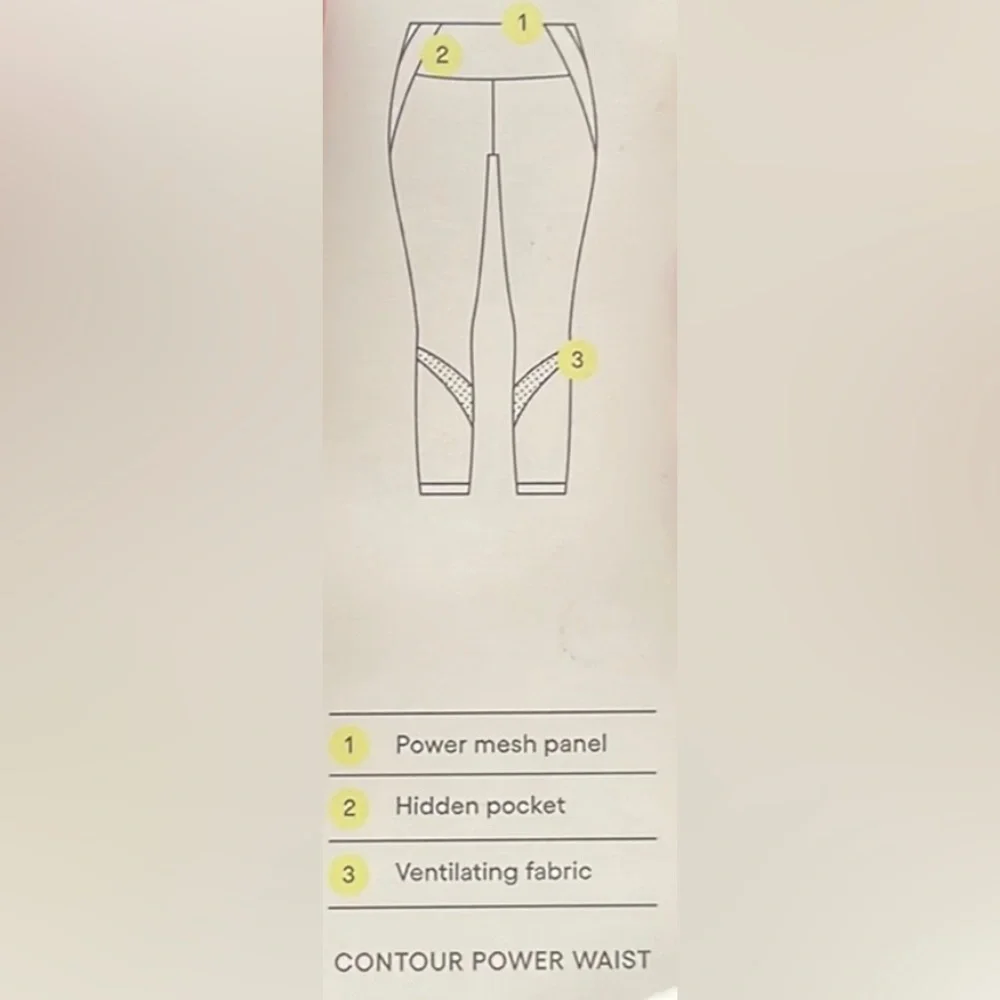 All in Motion Leggings Sparkly Contour Power Mesh Cut Outs Ventilating Black Me…